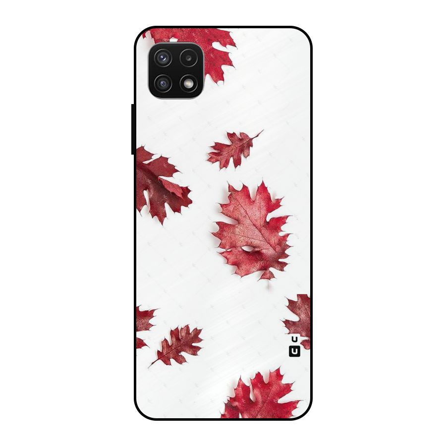 Red Appealing Autumn Leaves Metal Back Case for Galaxy A22 5G