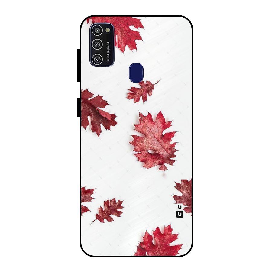 Red Appealing Autumn Leaves Metal Back Case for Galaxy M21