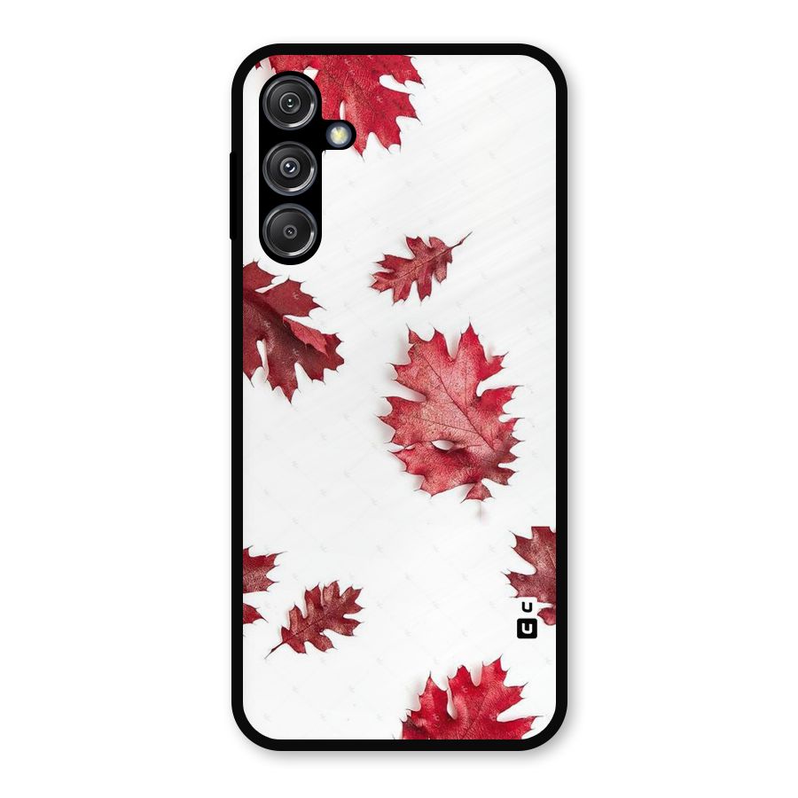 Red Appealing Autumn Leaves Metal Back Case for Galaxy M34 5G