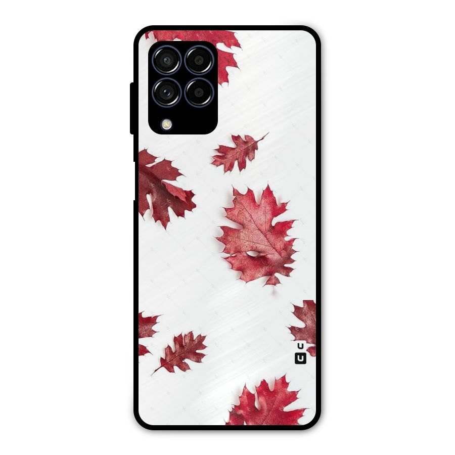 Red Appealing Autumn Leaves Metal Back Case for Galaxy M53 5G