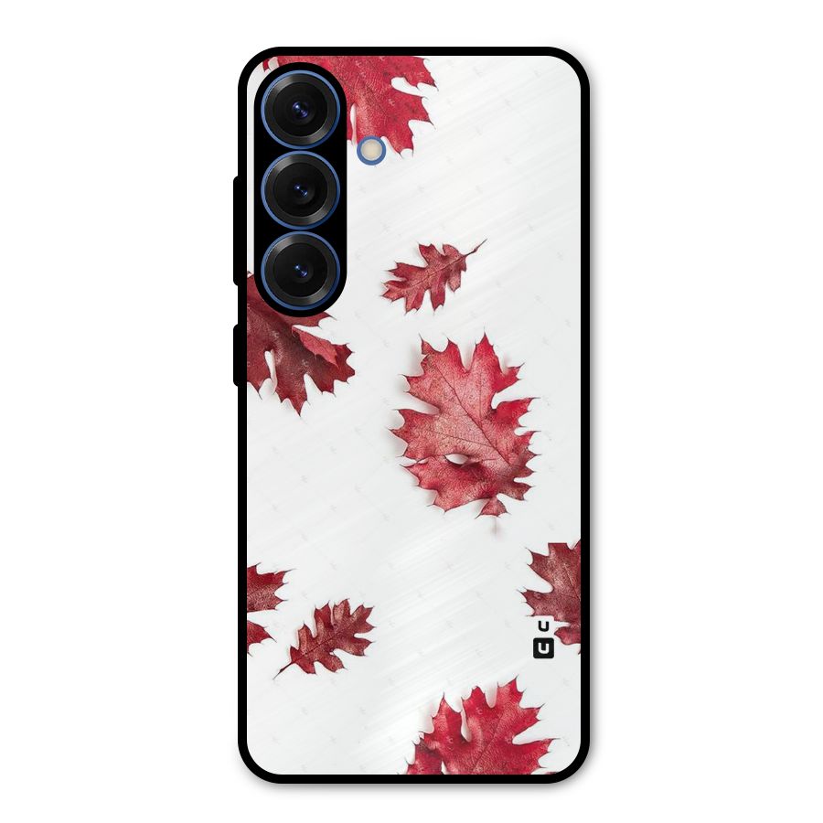 Red Appealing Autumn Leaves Metal Back Case for Galaxy S25