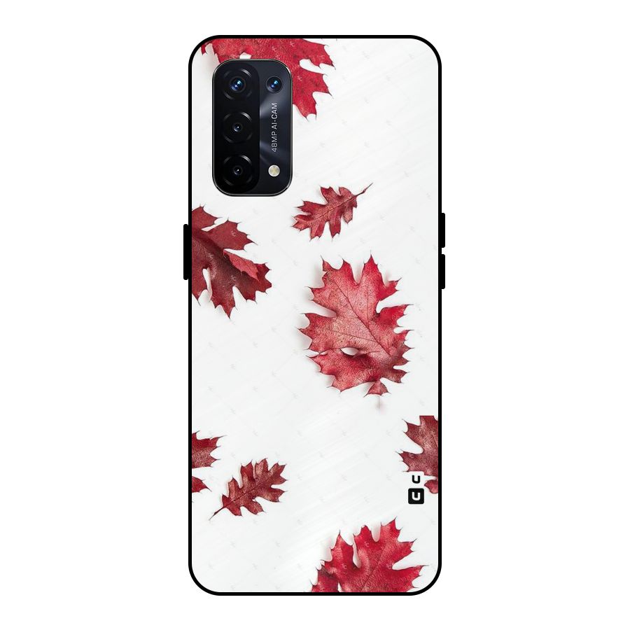 Red Appealing Autumn Leaves Metal Back Case for Oppo A74 5G