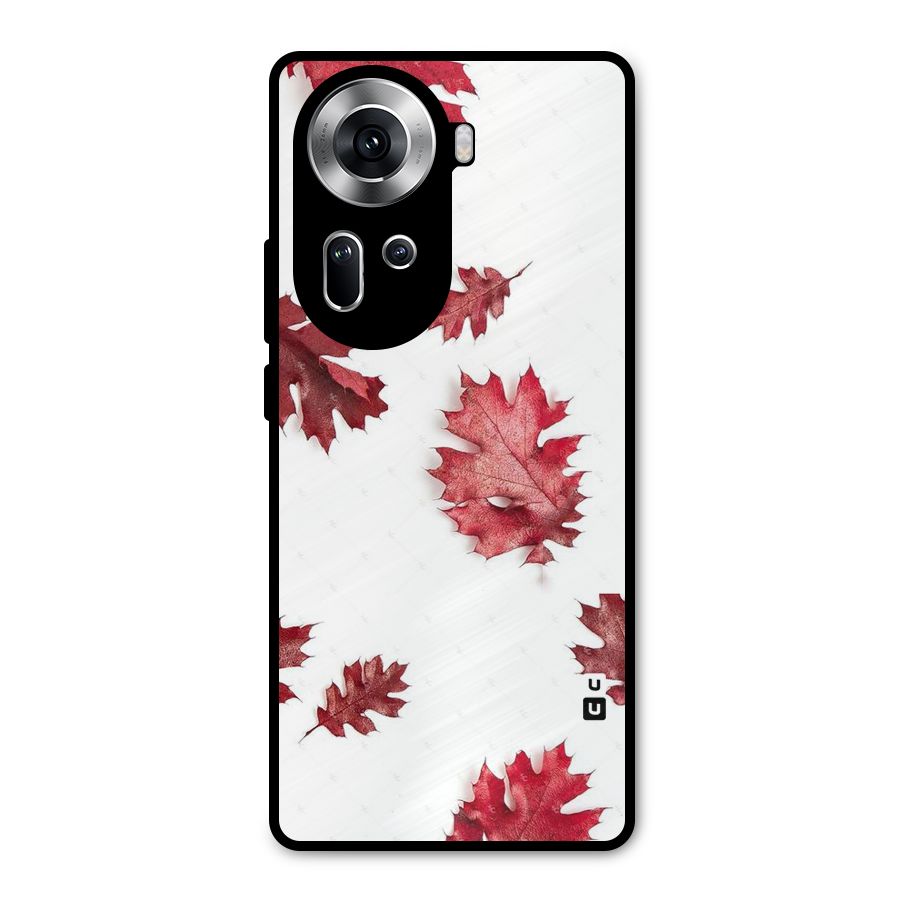 Red Appealing Autumn Leaves Metal Back Case for Oppo Reno11 5G