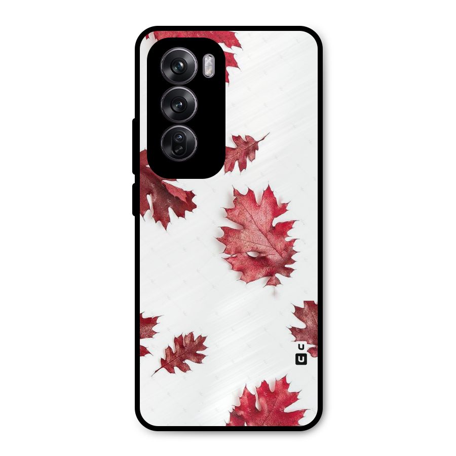 Red Appealing Autumn Leaves Metal Back Case for Oppo Reno12 Pro