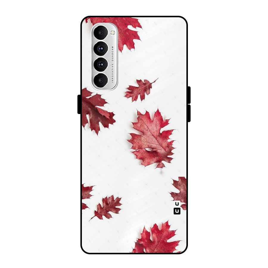 Red Appealing Autumn Leaves Metal Back Case for Oppo Reno4 Pro