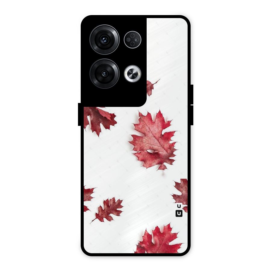 Red Appealing Autumn Leaves Metal Back Case for Oppo Reno8 Pro 5G