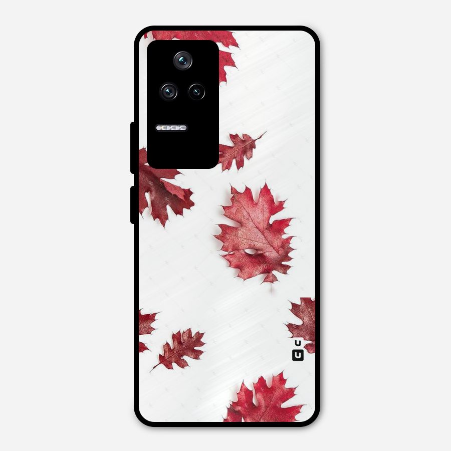 Red Appealing Autumn Leaves Metal Back Case for Poco F4 5G