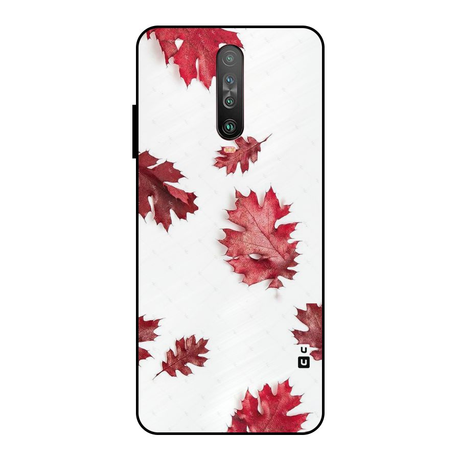 Red Appealing Autumn Leaves Metal Back Case for Poco X2