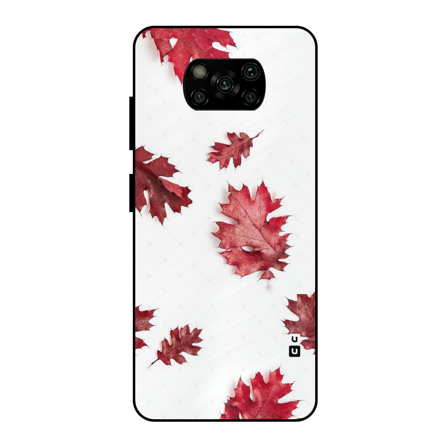 Red Appealing Autumn Leaves Metal Back Case for Poco X3