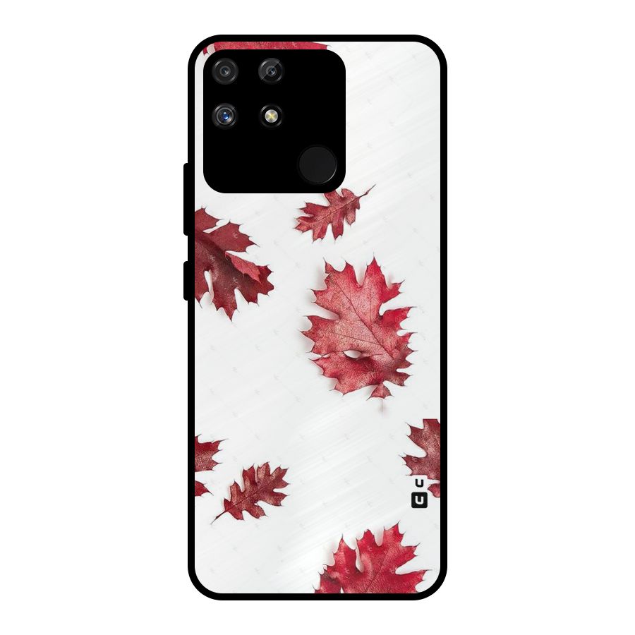 Red Appealing Autumn Leaves Metal Back Case for Realme Narzo 50A