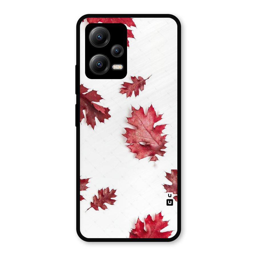 Red Appealing Autumn Leaves Metal Back Case for Redmi Note 12 5G