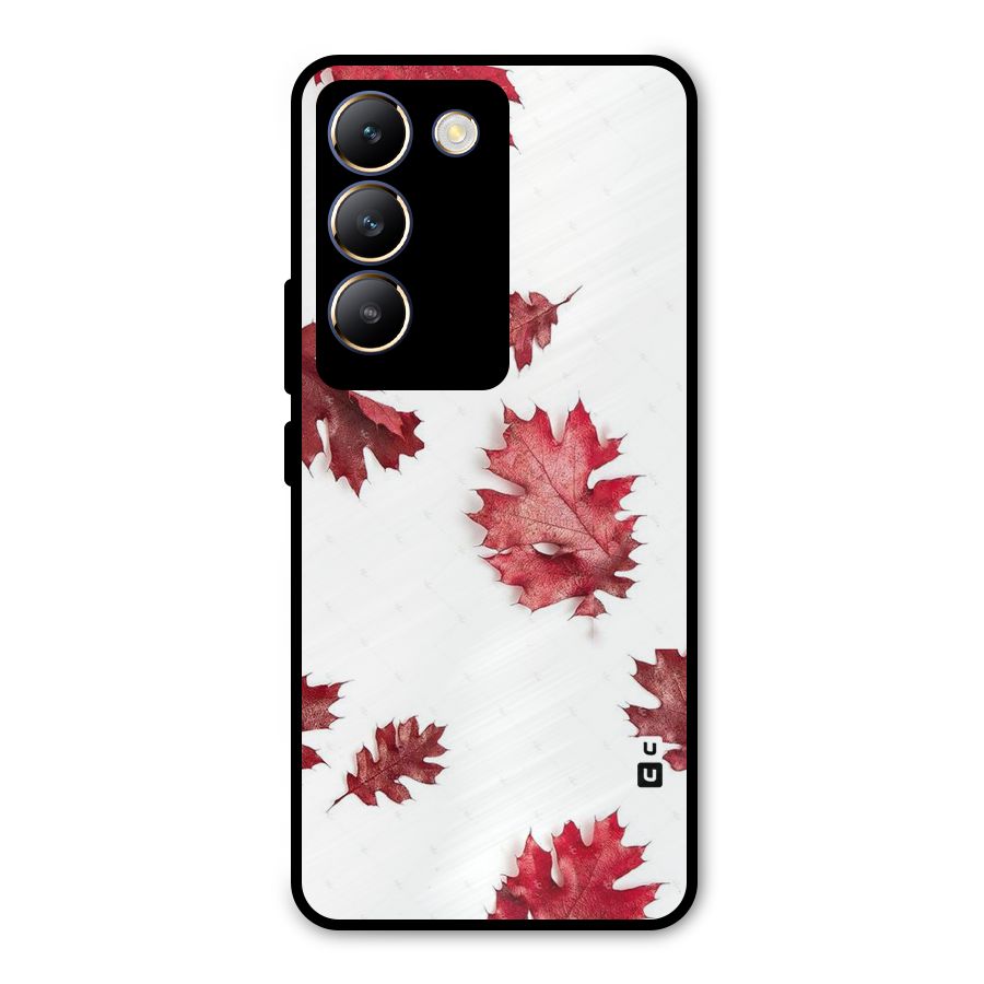 Red Appealing Autumn Leaves Metal Back Case for Vivo T3 5G