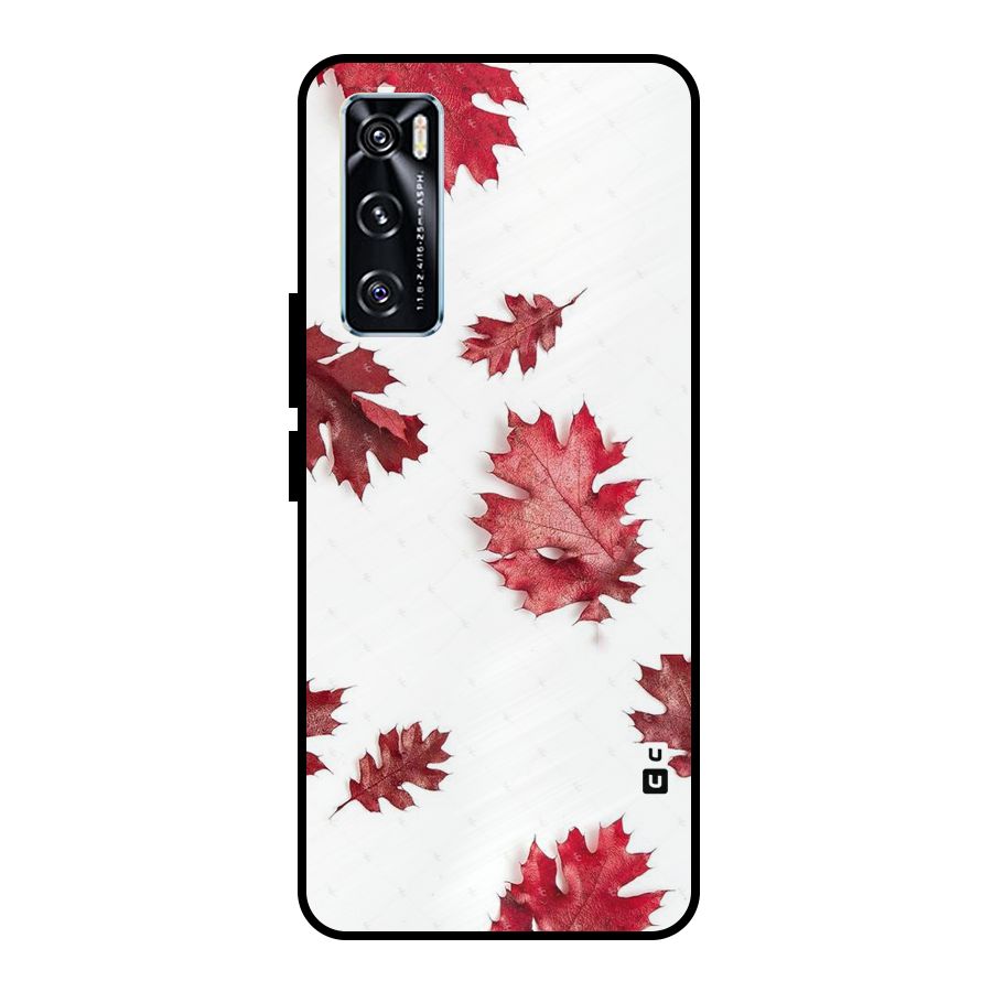Red Appealing Autumn Leaves Metal Back Case for Vivo V20 SE