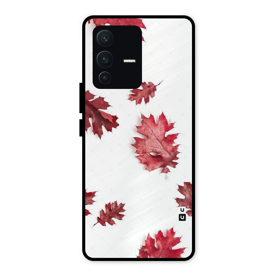 Red Appealing Autumn Leaves Metal Back Case for Vivo V23 5G