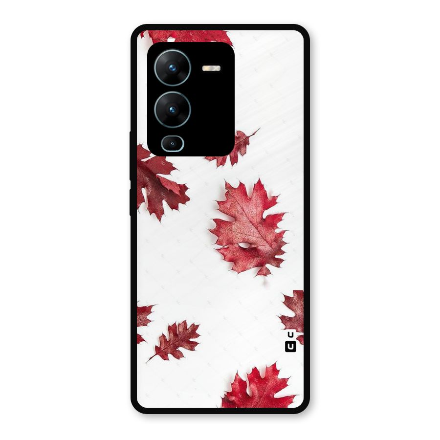 Red Appealing Autumn Leaves Metal Back Case for Vivo V25 Pro