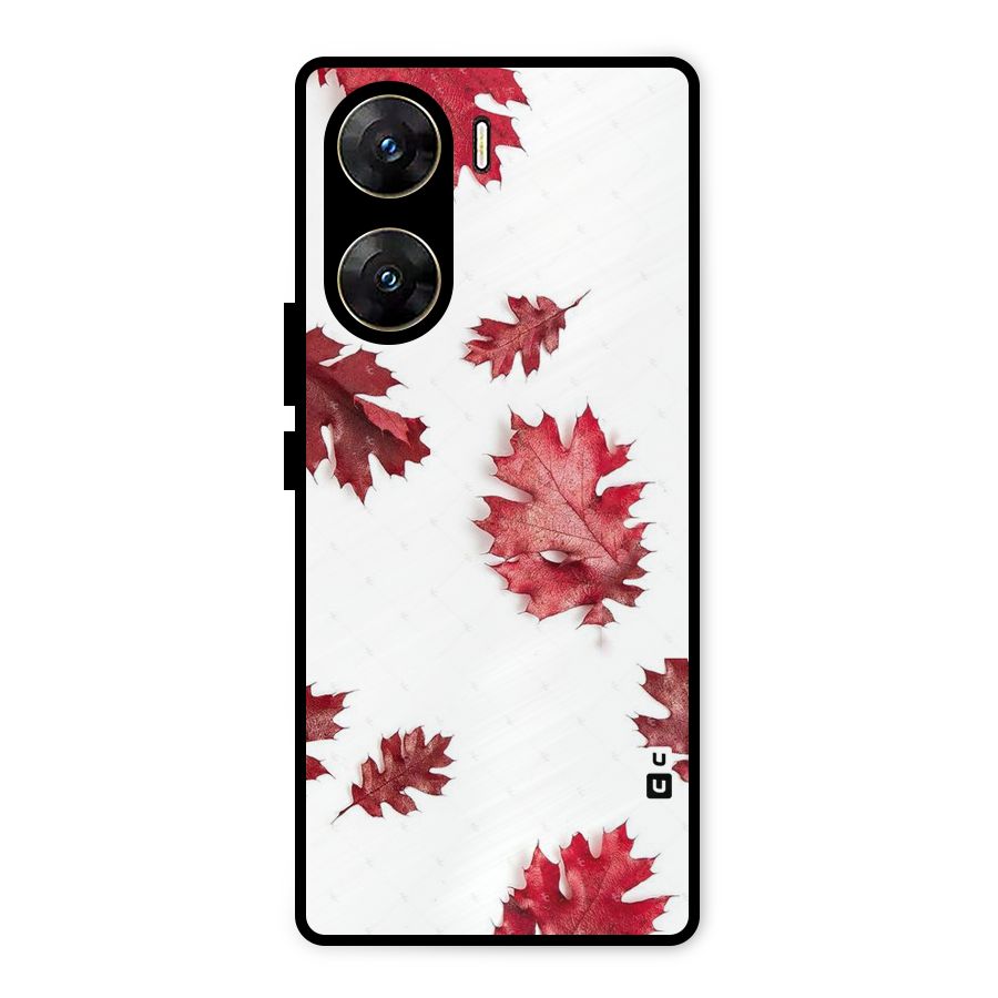 Red Appealing Autumn Leaves Metal Back Case for Vivo V29e
