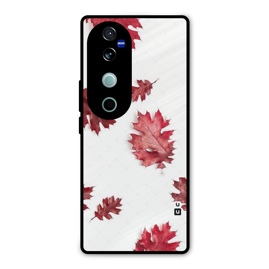 Red Appealing Autumn Leaves Metal Back Case for Vivo V40