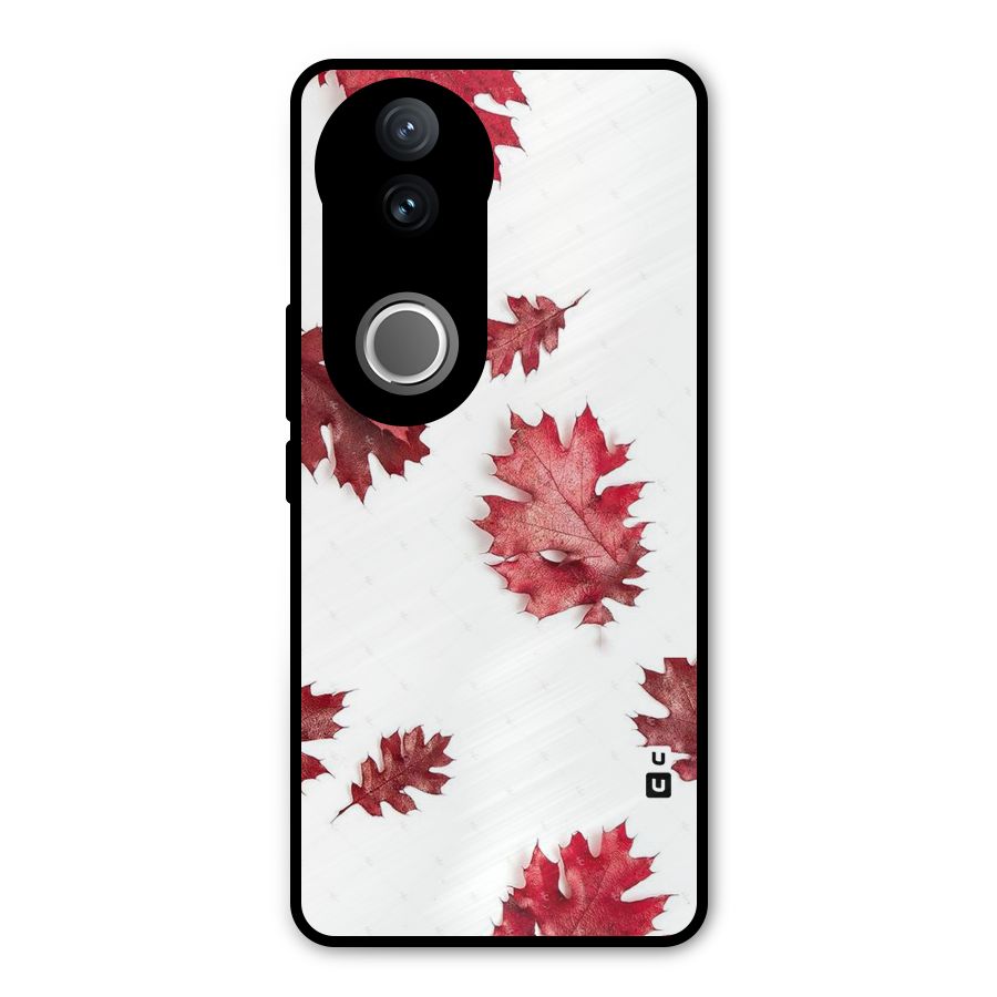 Red Appealing Autumn Leaves Metal Back Case for Vivo V50