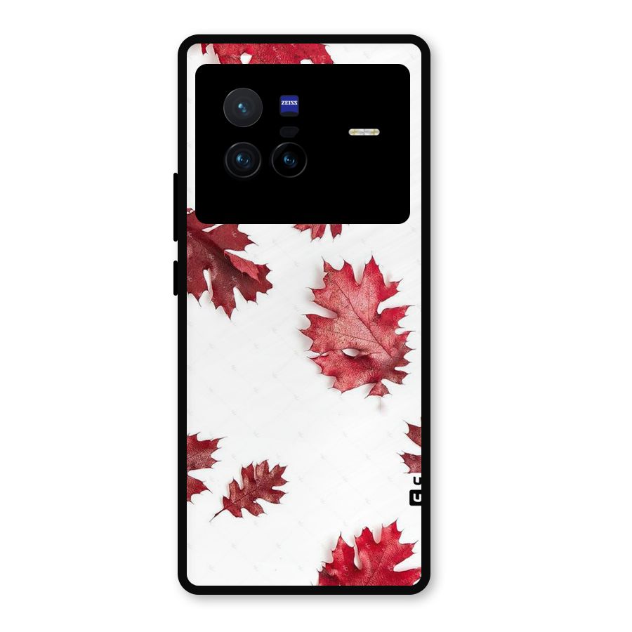Red Appealing Autumn Leaves Metal Back Case for Vivo X80