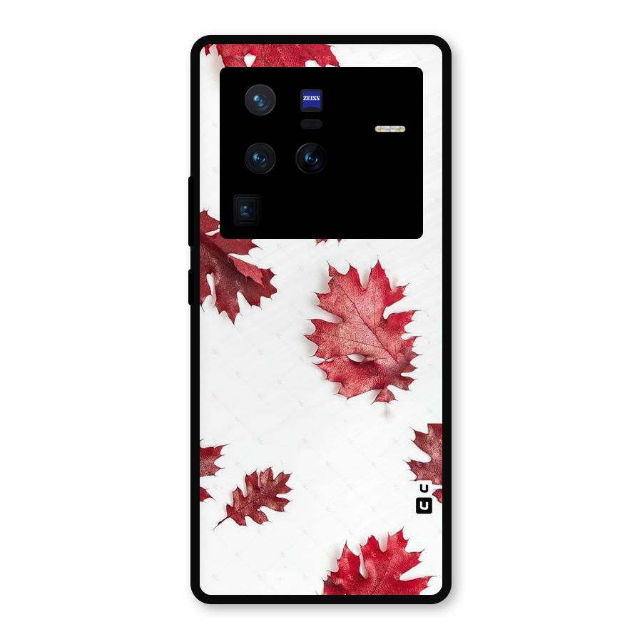 Red Appealing Autumn Leaves Metal Back Case for Vivo X80 Pro