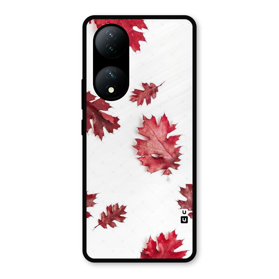Red Appealing Autumn Leaves Metal Back Case for Vivo Y100a