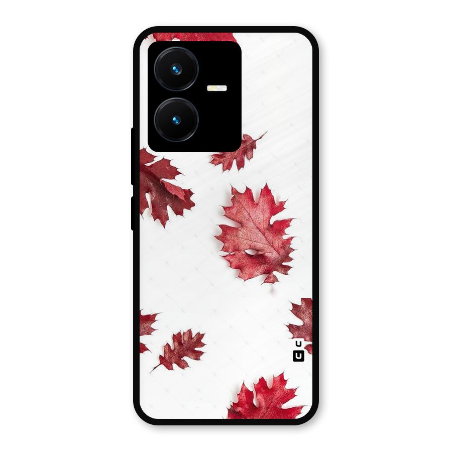 Red Appealing Autumn Leaves Metal Back Case for Vivo Y22
