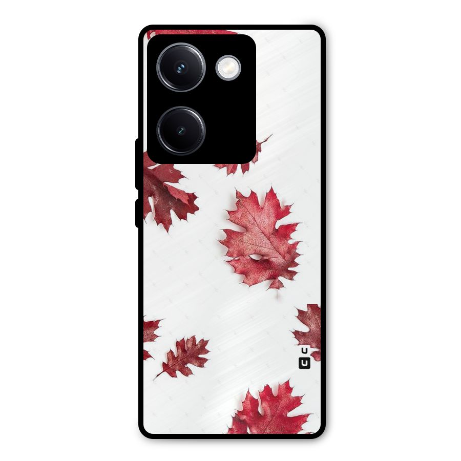 Red Appealing Autumn Leaves Metal Back Case for Vivo Y300 Plus