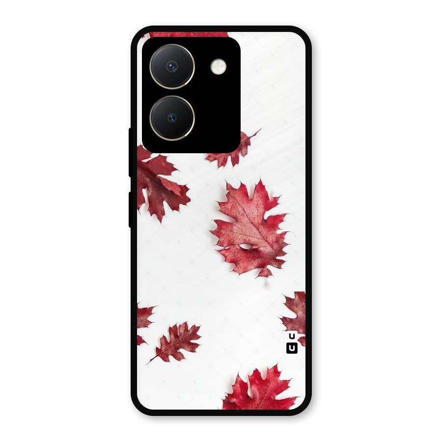 Red Appealing Autumn Leaves Metal Back Case for Vivo Y36