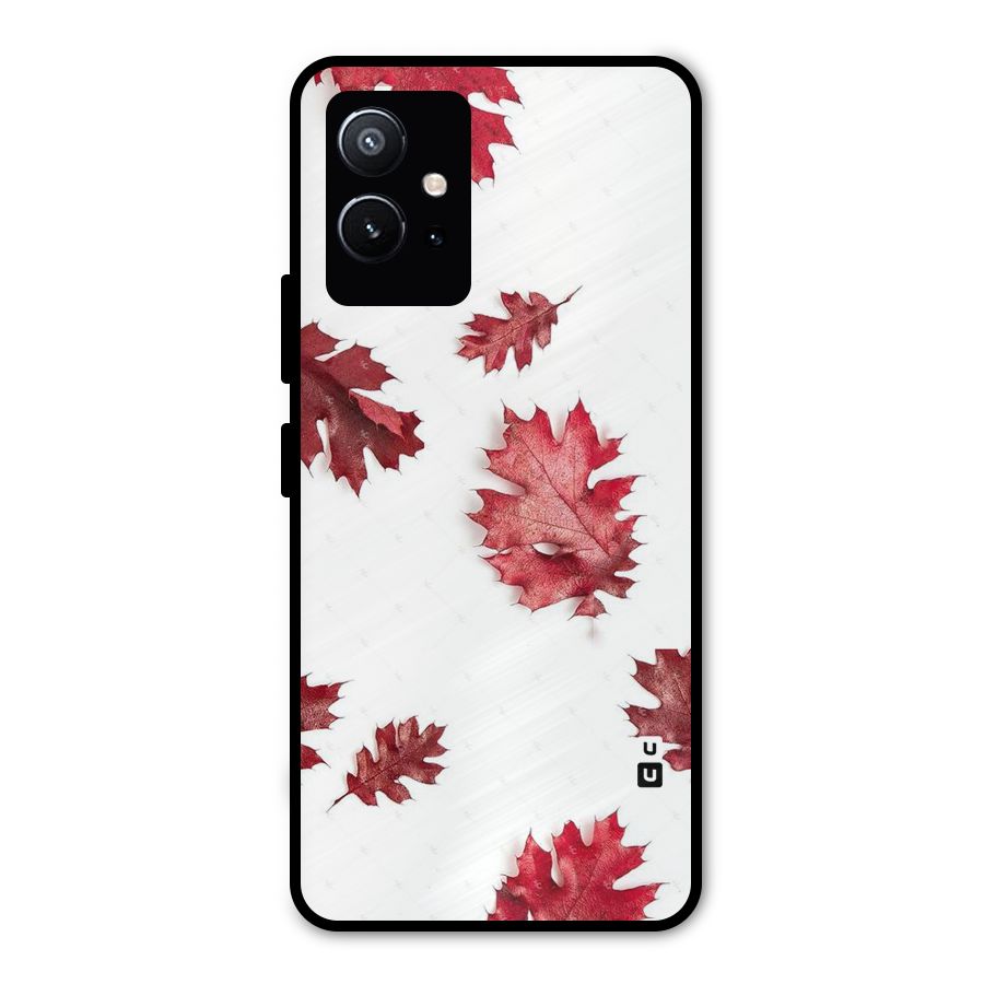 Red Appealing Autumn Leaves Metal Back Case for Vivo Y75 5G