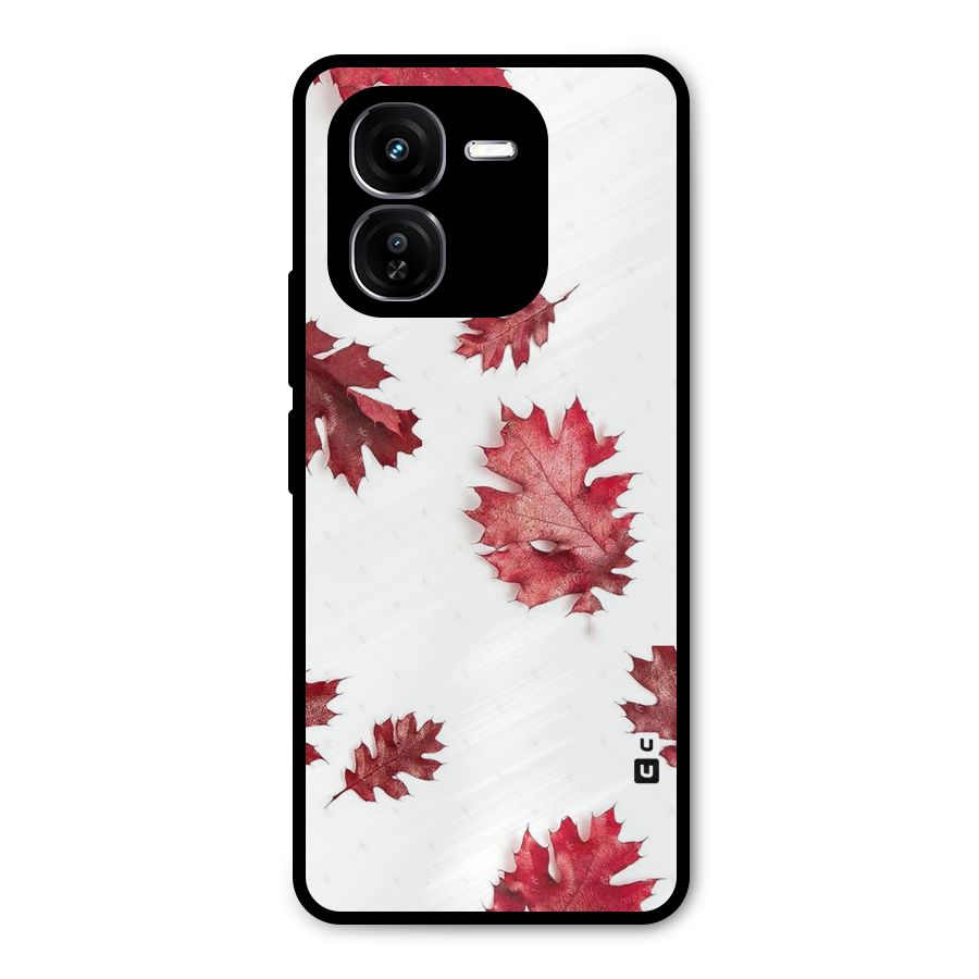 Red Appealing Autumn Leaves Metal Back Case for iQOO Z9x