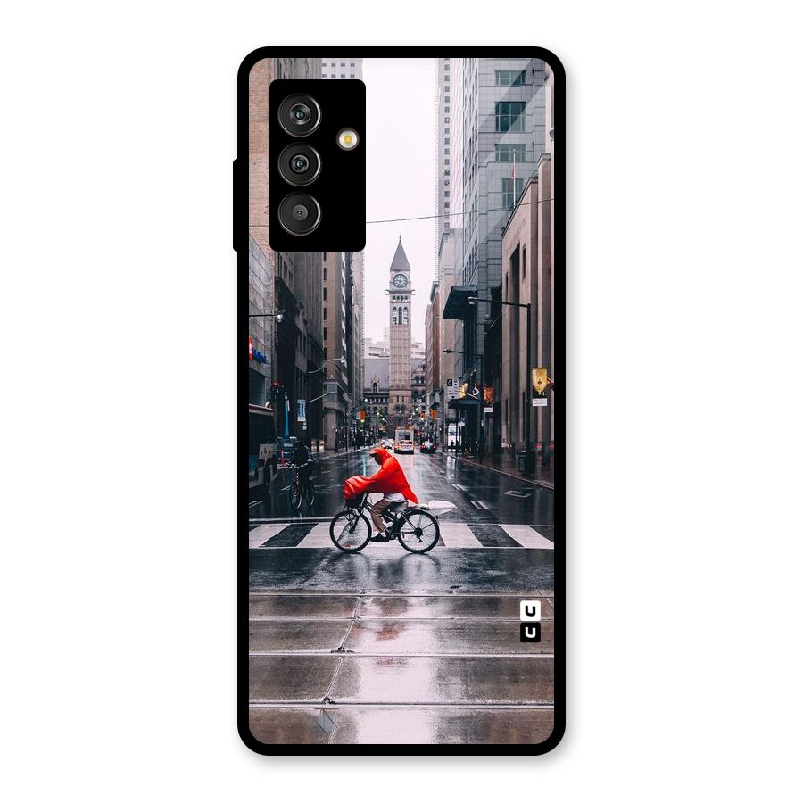 Red Bicycle Street Glass Back Case for Galaxy M13