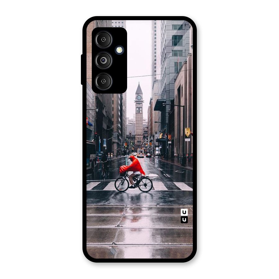 Red Bicycle Street Glass Back Case for Galaxy M14 5G