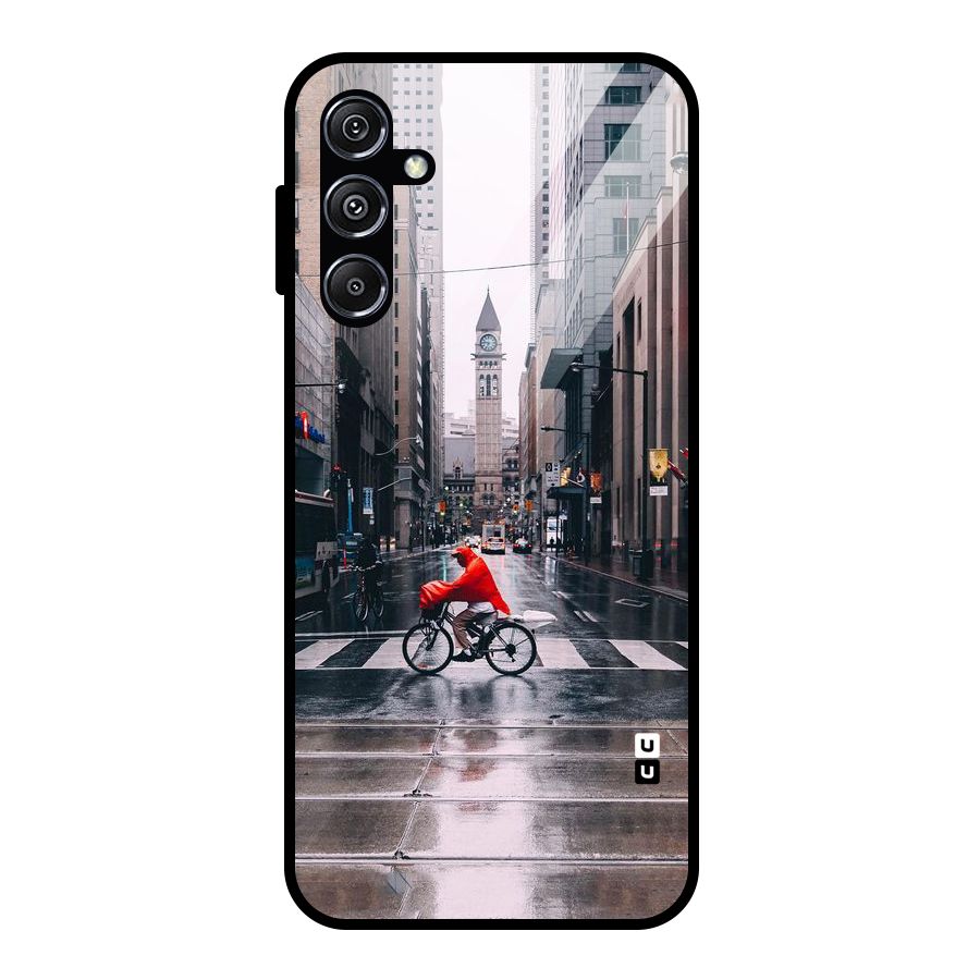 Red Bicycle Street Glass Back Case for Galaxy M34 5G