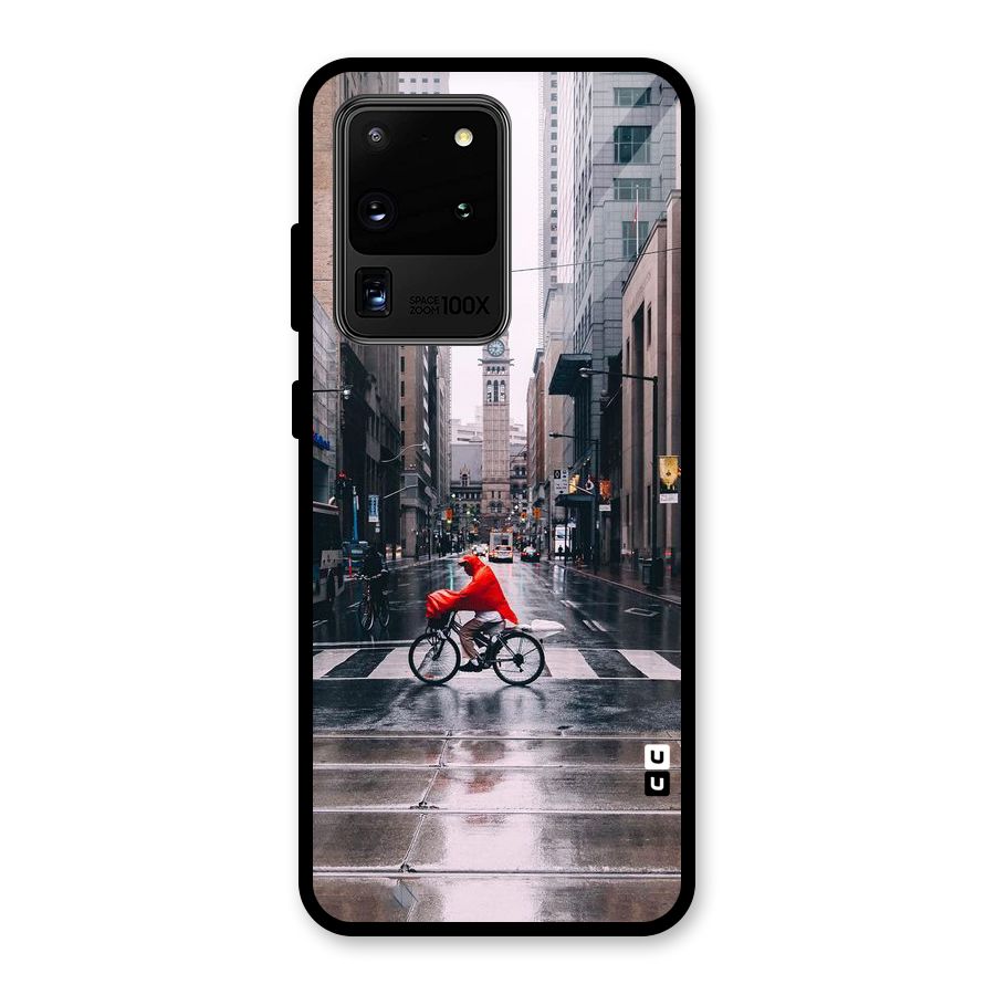 Red Bicycle Street Glass Back Case for Galaxy S20 Ultra