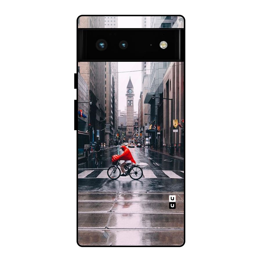 Red Bicycle Street Glass Back Case for Google Pixel 6