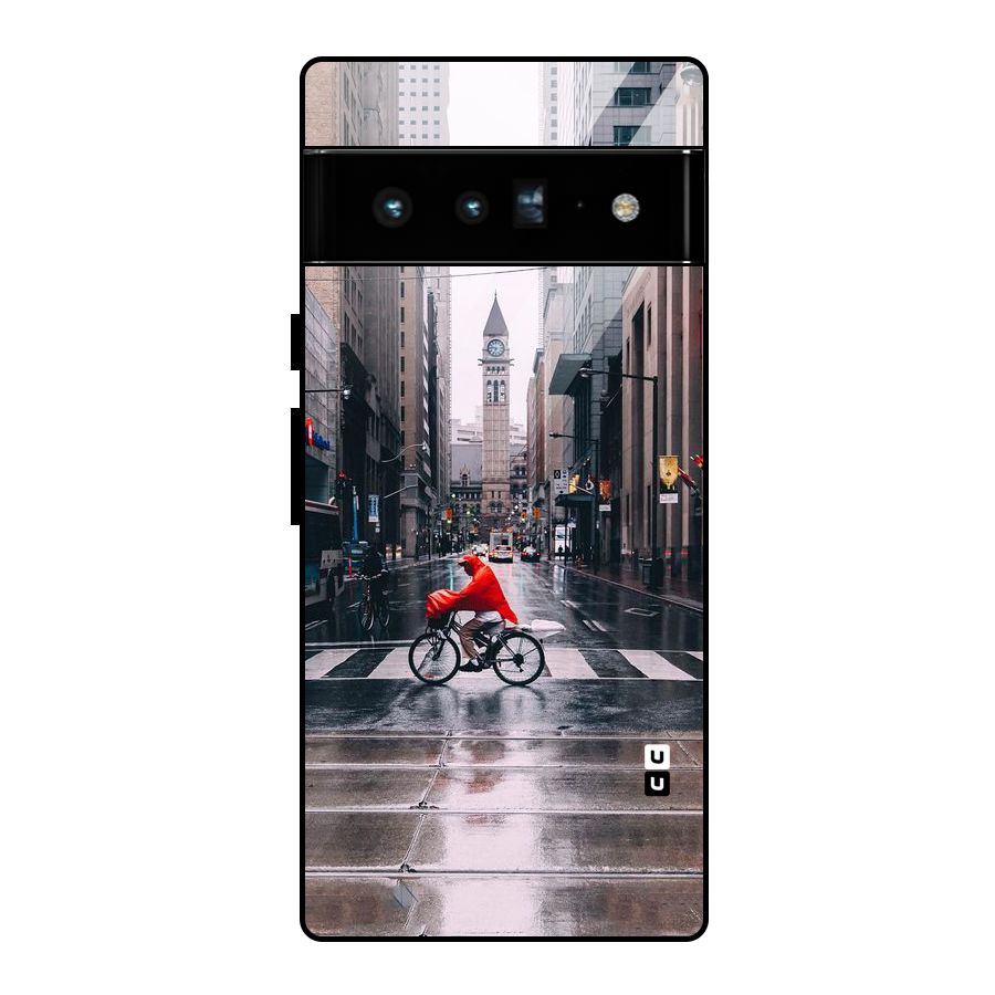 Red Bicycle Street Glass Back Case for Google Pixel 6 Pro