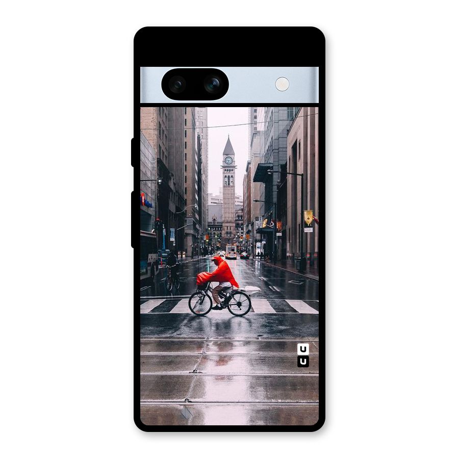 Red Bicycle Street Glass Back Case for Google Pixel 7a