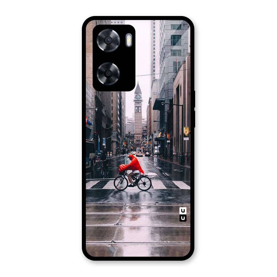 Red Bicycle Street Glass Back Case for OnePlus Nord N20 SE