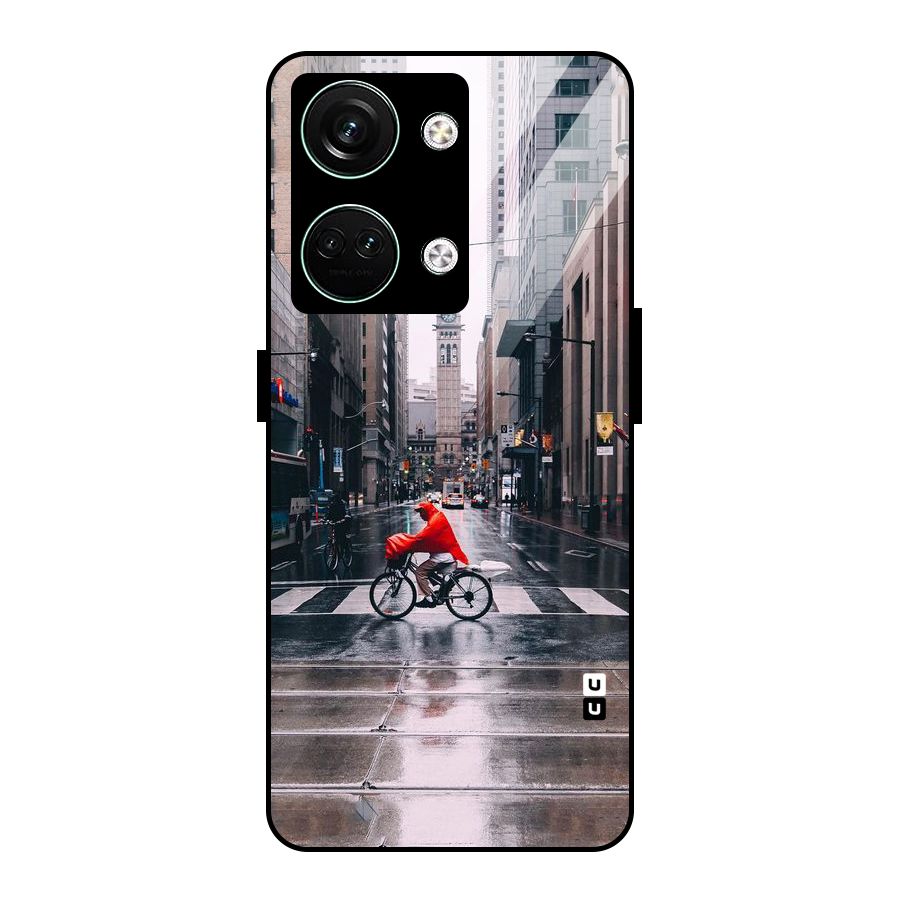 Red Bicycle Street Glass Back Case for Oneplus Nord 3