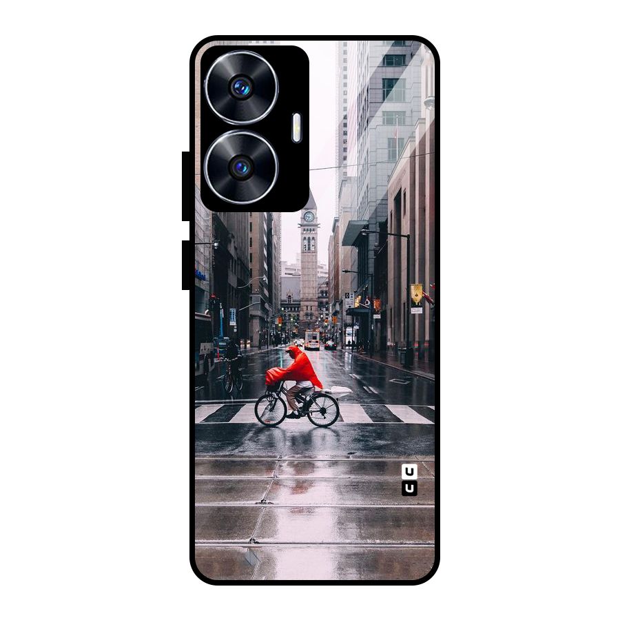 Red Bicycle Street Glass Back Case for Realme Narzo N55