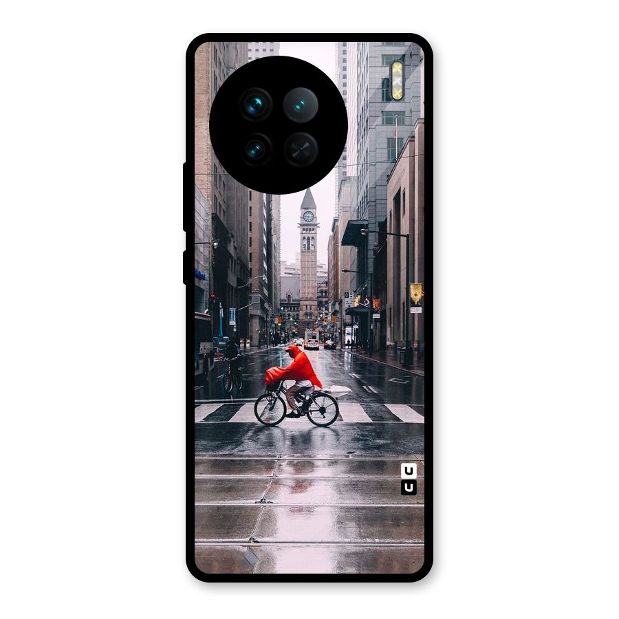 Red Bicycle Street Glass Back Case for Vivo X90