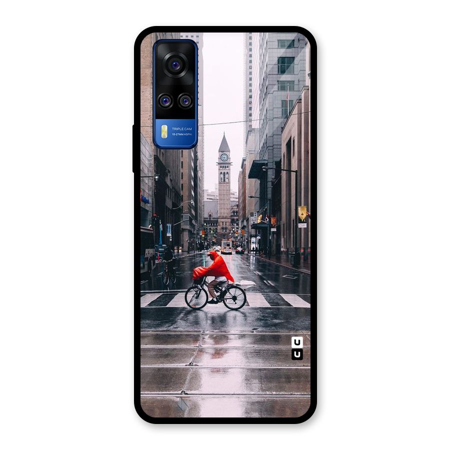 Red Bicycle Street Glass Back Case for Vivo Y31