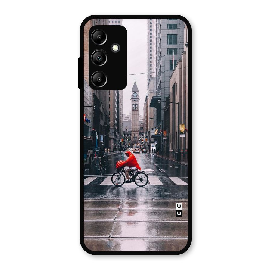 Red Bicycle Street Metal Back Case for Galaxy A14 5G
