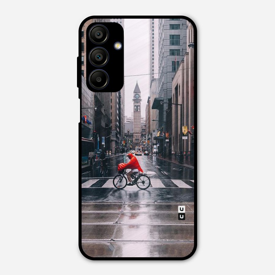 Red Bicycle Street Metal Back Case for Galaxy A15 5G