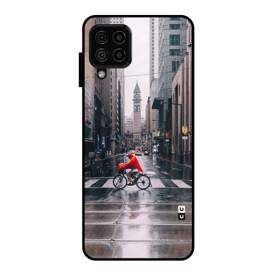 Red Bicycle Street Metal Back Case for Galaxy A22 4G