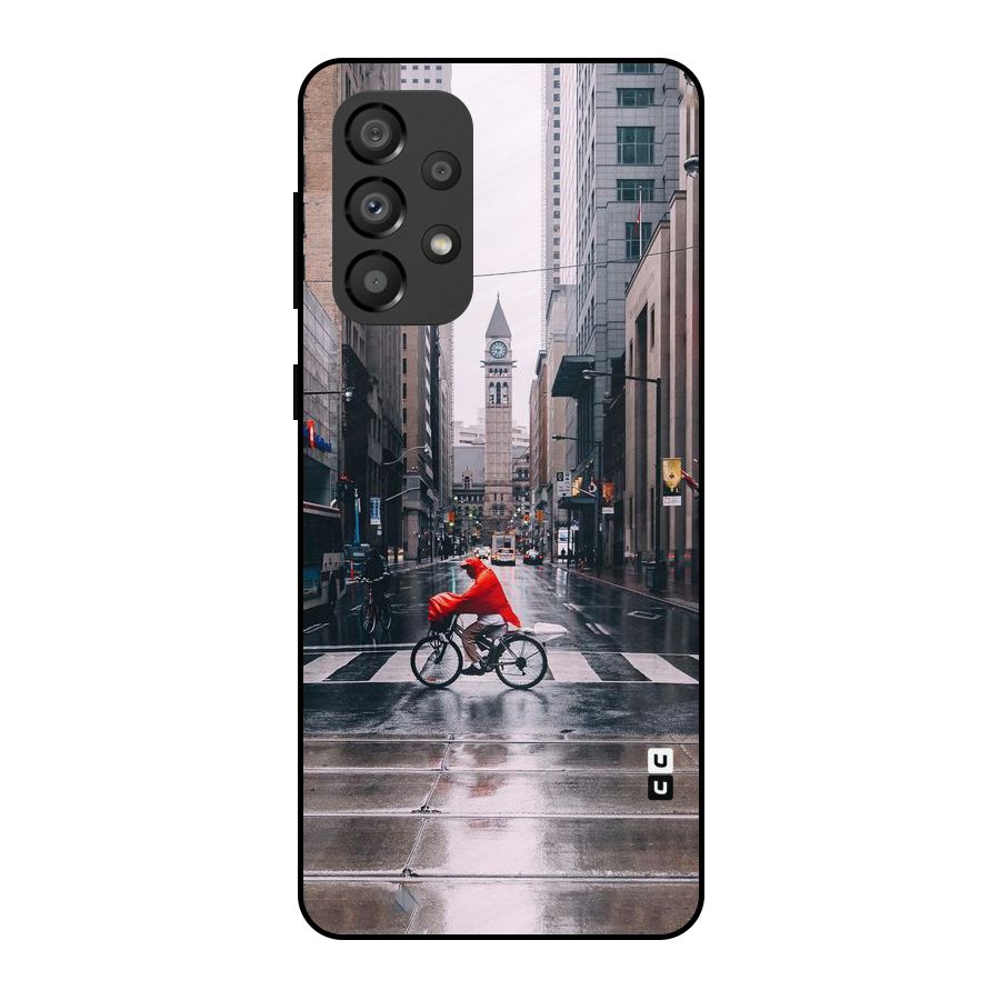 Red Bicycle Street Metal Back Case for Galaxy A33 5G