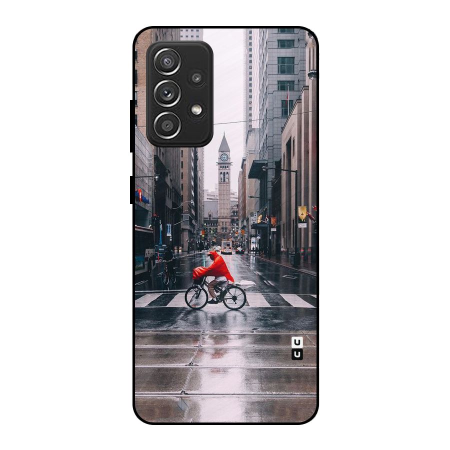 Red Bicycle Street Metal Back Case for Galaxy A52s 5G