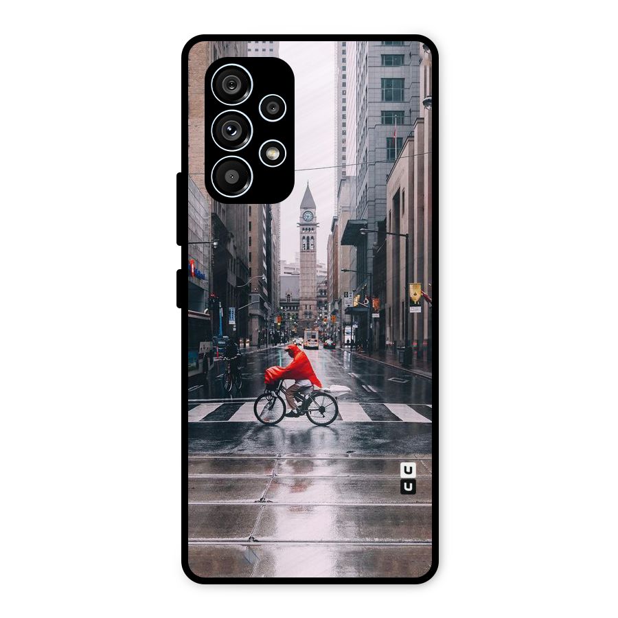 Red Bicycle Street Metal Back Case for Galaxy A53 5G