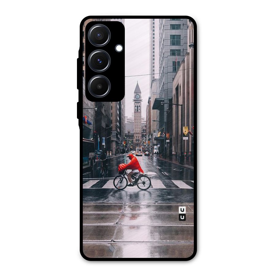 Red Bicycle Street Metal Back Case for Galaxy A55