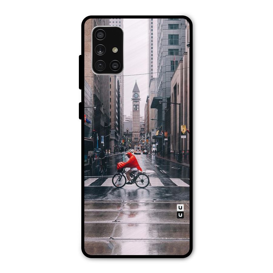 Red Bicycle Street Metal Back Case for Galaxy A71